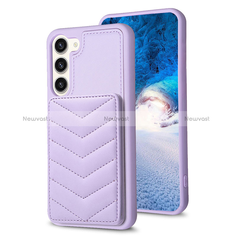 Soft Silicone Gel Leather Snap On Case Cover BF1 for Samsung Galaxy S23 Plus 5G Clove Purple