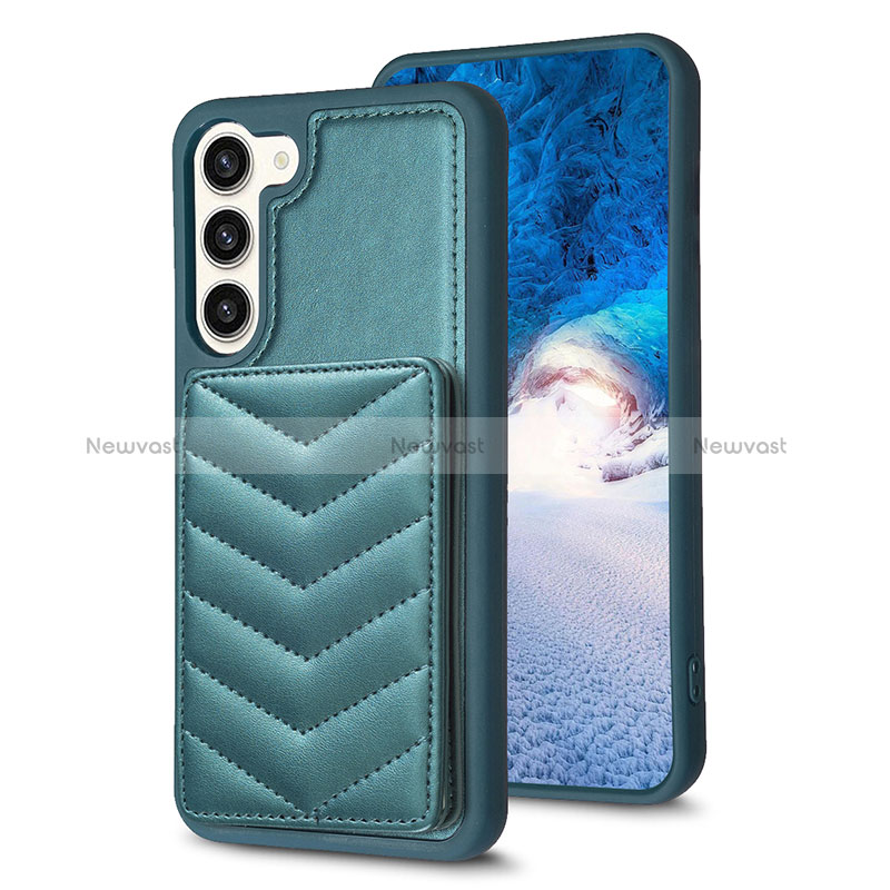 Soft Silicone Gel Leather Snap On Case Cover BF1 for Samsung Galaxy S23 Plus 5G Green