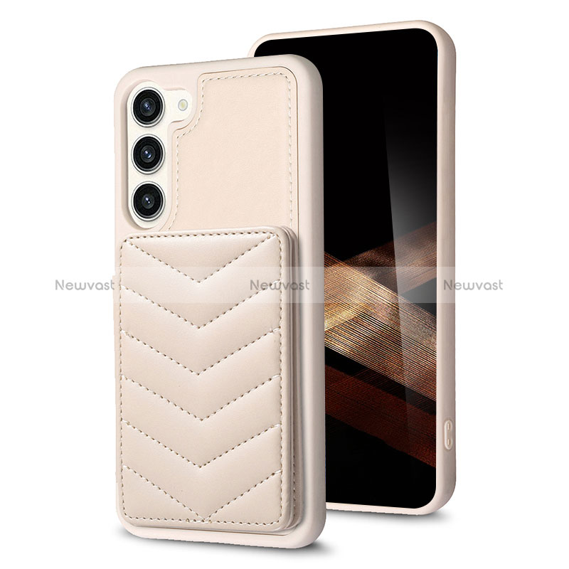 Soft Silicone Gel Leather Snap On Case Cover BF1 for Samsung Galaxy S24 5G Khaki