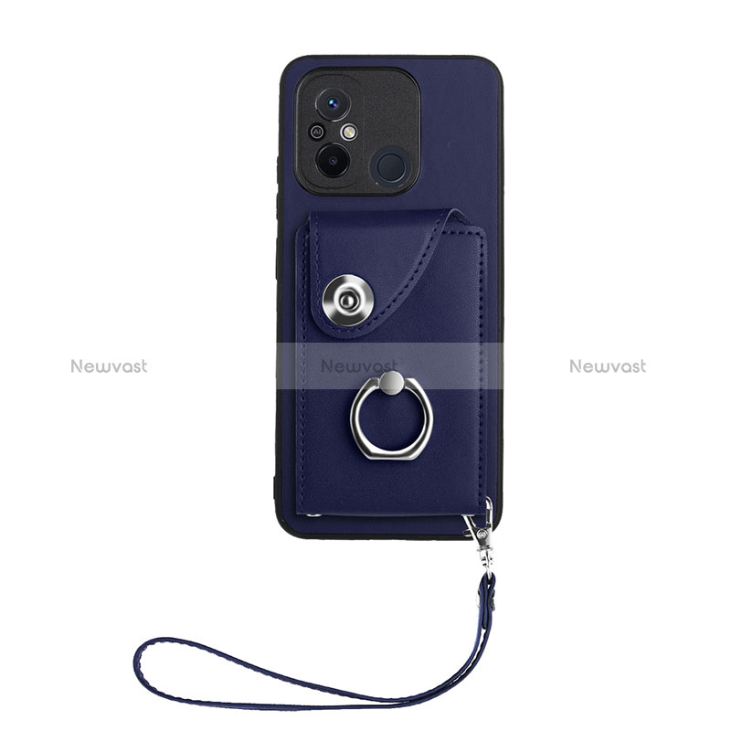 Soft Silicone Gel Leather Snap On Case Cover BF1 for Xiaomi Poco C55 Blue