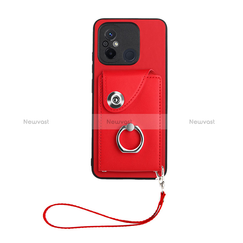 Soft Silicone Gel Leather Snap On Case Cover BF1 for Xiaomi Poco C55 Red