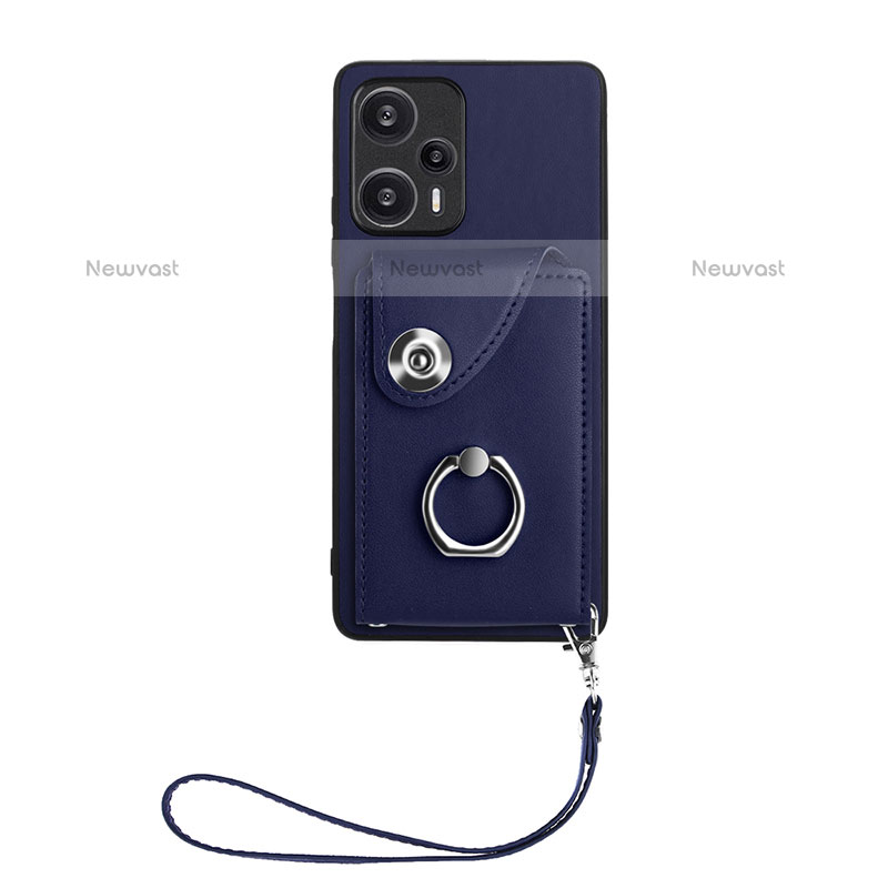 Soft Silicone Gel Leather Snap On Case Cover BF1 for Xiaomi Poco F5 5G Blue