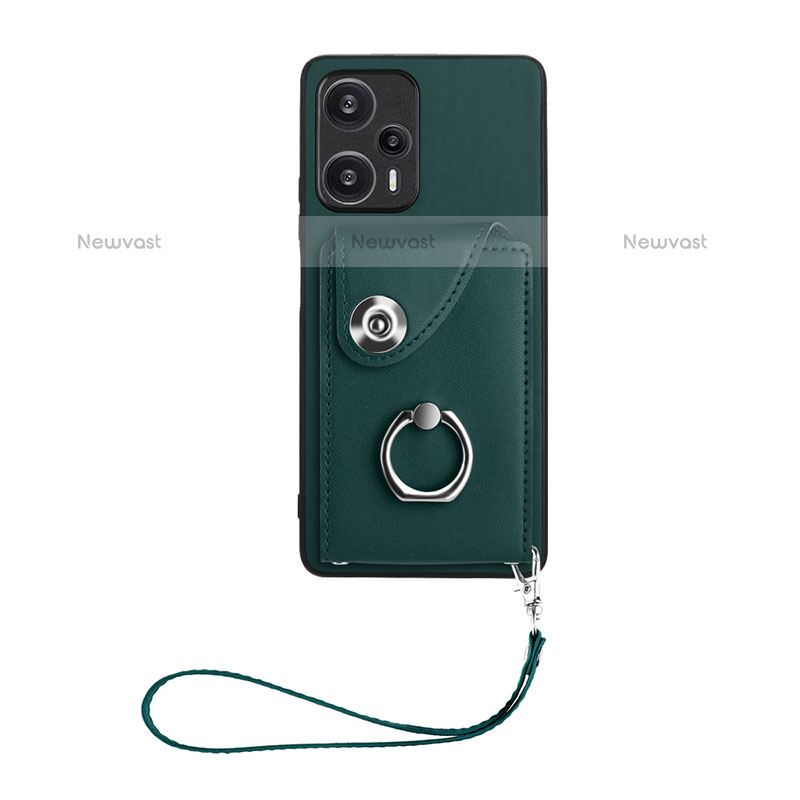 Soft Silicone Gel Leather Snap On Case Cover BF1 for Xiaomi Poco F5 5G Midnight Green