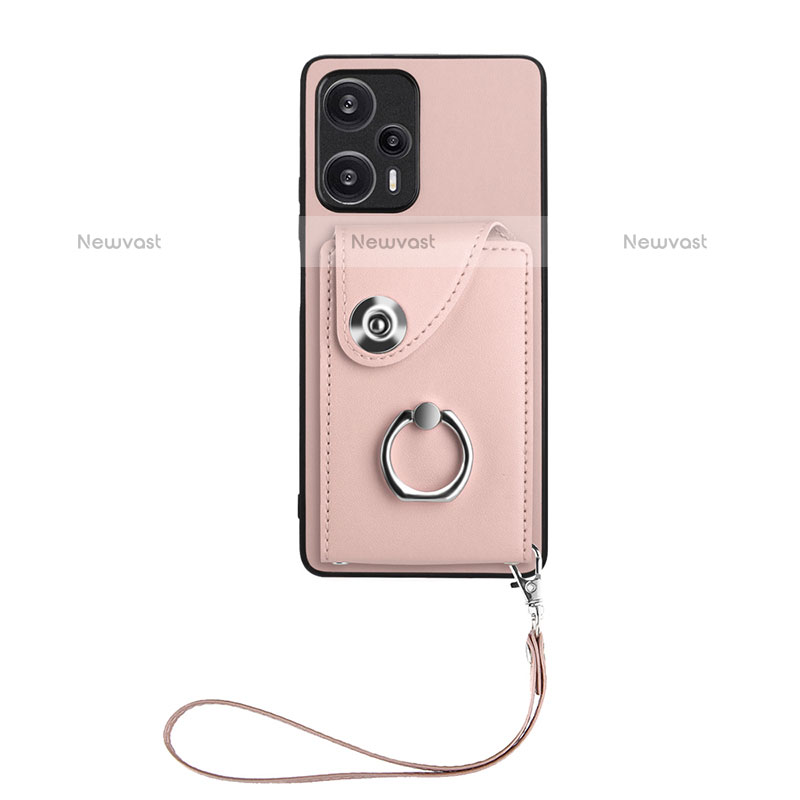 Soft Silicone Gel Leather Snap On Case Cover BF1 for Xiaomi Poco F5 5G Rose Gold