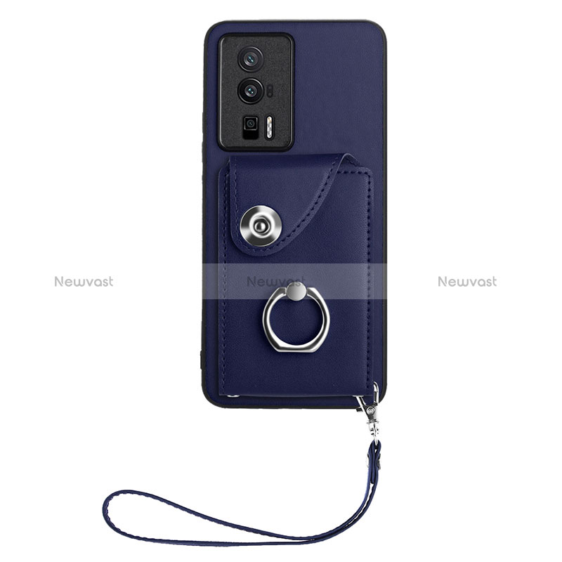 Soft Silicone Gel Leather Snap On Case Cover BF1 for Xiaomi Poco F5 Pro 5G Blue