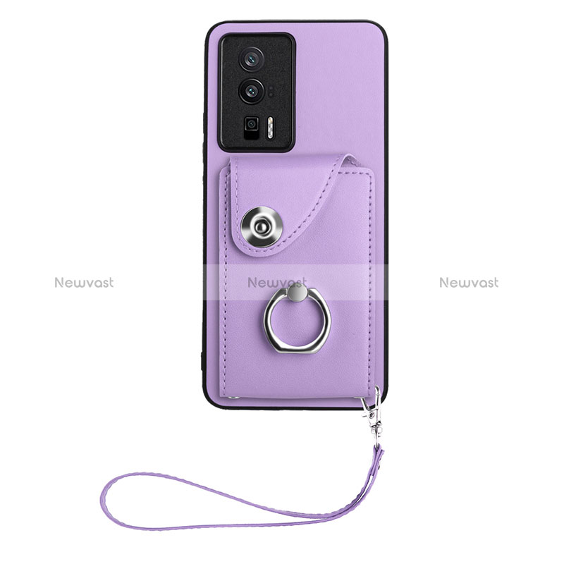 Soft Silicone Gel Leather Snap On Case Cover BF1 for Xiaomi Poco F5 Pro 5G Purple