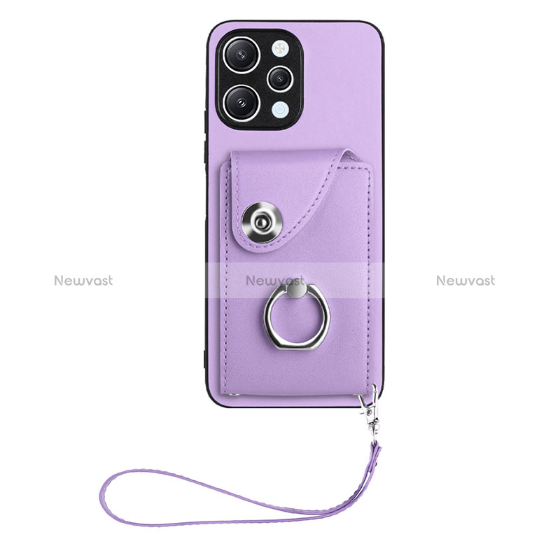 Soft Silicone Gel Leather Snap On Case Cover BF1 for Xiaomi Poco M6 Pro 5G Purple