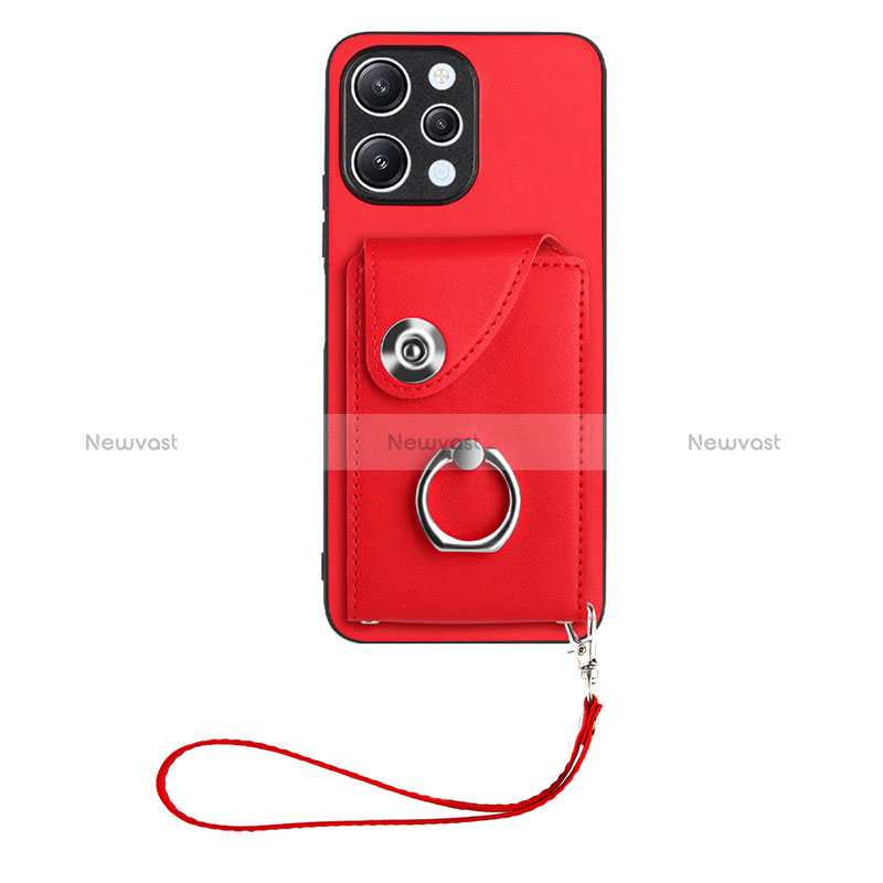 Soft Silicone Gel Leather Snap On Case Cover BF1 for Xiaomi Poco M6 Pro 5G Red