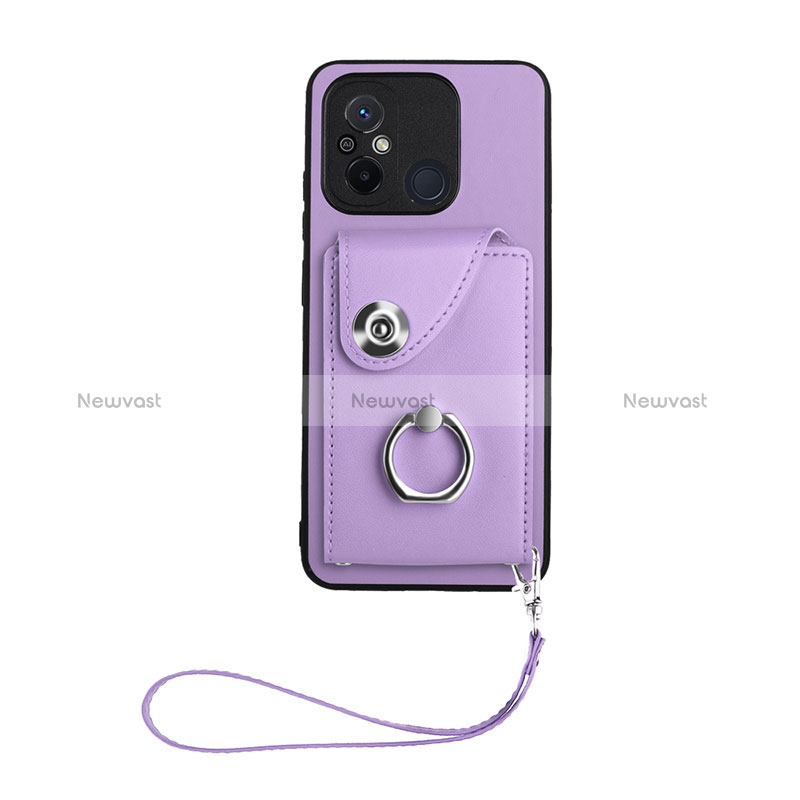 Soft Silicone Gel Leather Snap On Case Cover BF1 for Xiaomi Redmi 12C 4G Purple