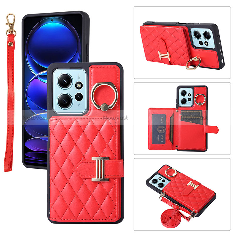 Soft Silicone Gel Leather Snap On Case Cover BF1 for Xiaomi Redmi Note 12 4G Red