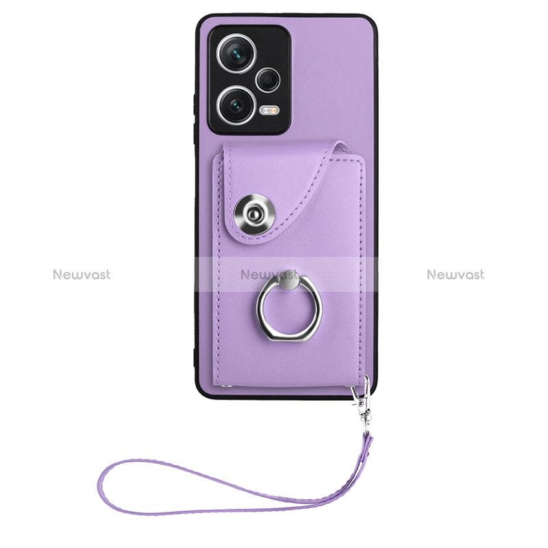 Soft Silicone Gel Leather Snap On Case Cover BF1 for Xiaomi Redmi Note 12 Pro+ Plus 5G Purple