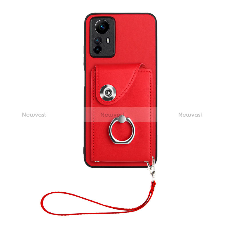 Soft Silicone Gel Leather Snap On Case Cover BF1 for Xiaomi Redmi Note 12S Red