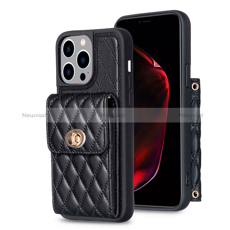 Soft Silicone Gel Leather Snap On Case Cover BF2 for Apple iPhone 16 Pro Black