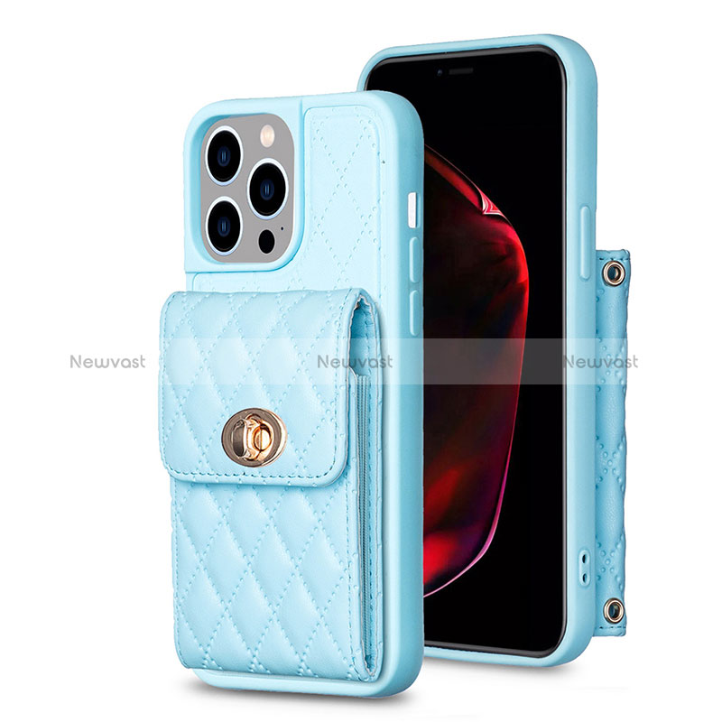 Soft Silicone Gel Leather Snap On Case Cover BF2 for Apple iPhone 16 Pro Max Blue