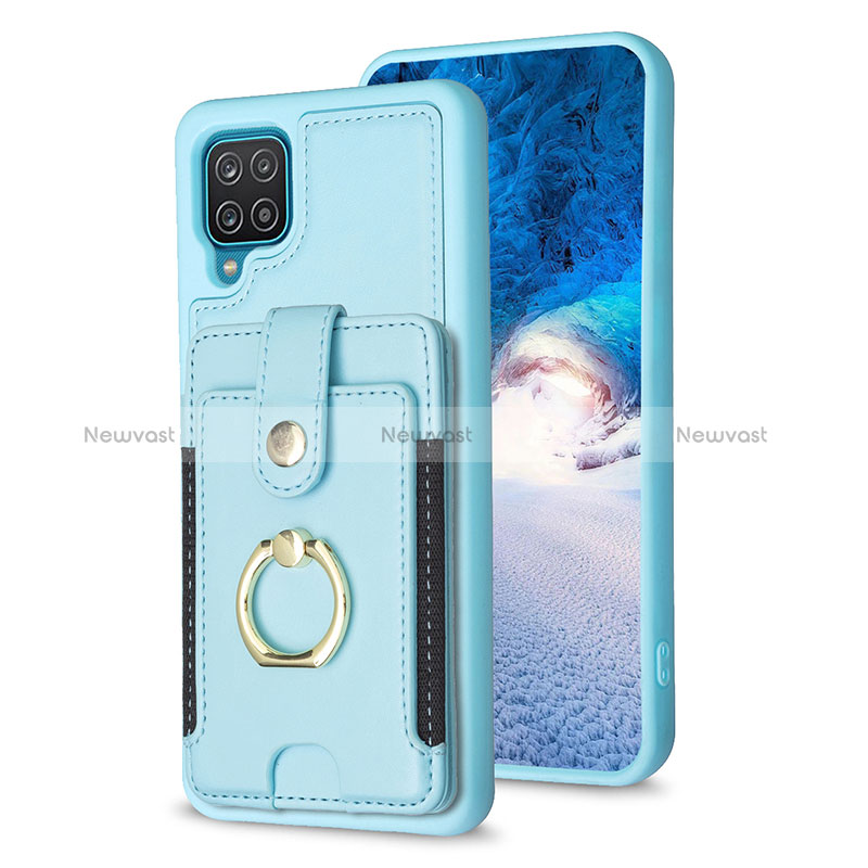 Soft Silicone Gel Leather Snap On Case Cover BF2 for Samsung Galaxy A12 5G Mint Blue