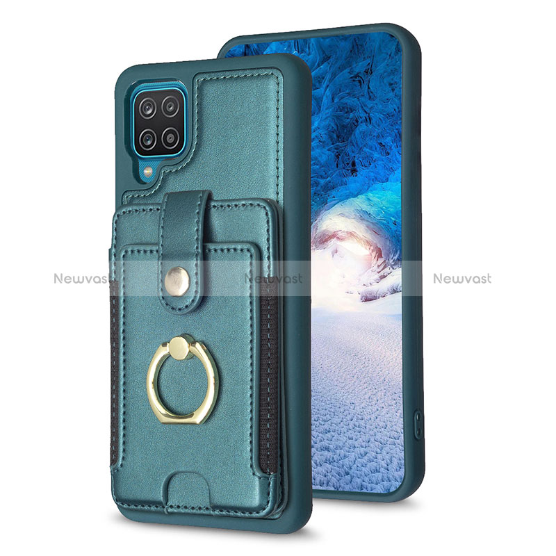 Soft Silicone Gel Leather Snap On Case Cover BF2 for Samsung Galaxy A12 Green