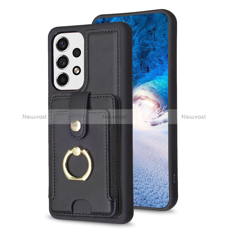 Soft Silicone Gel Leather Snap On Case Cover BF2 for Samsung Galaxy A13 4G Black