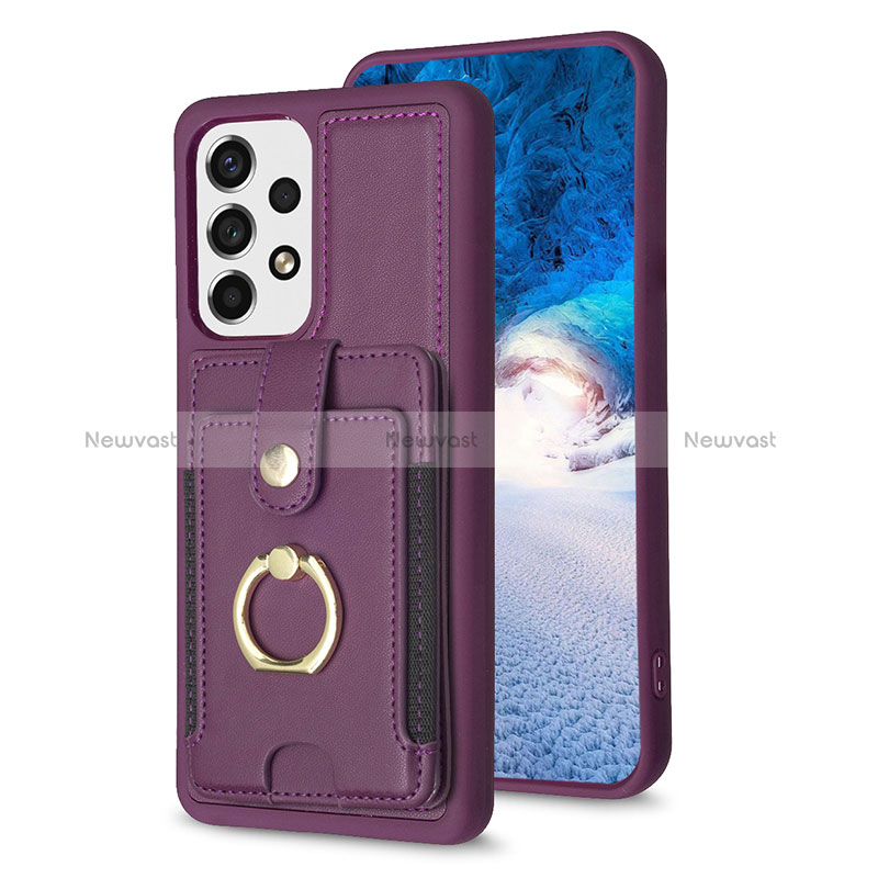 Soft Silicone Gel Leather Snap On Case Cover BF2 for Samsung Galaxy A13 4G Purple