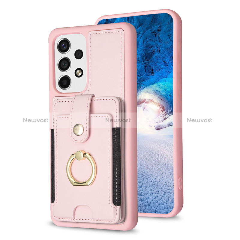 Soft Silicone Gel Leather Snap On Case Cover BF2 for Samsung Galaxy A13 4G Rose Gold