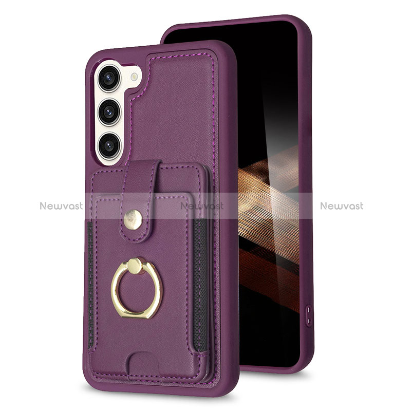 Soft Silicone Gel Leather Snap On Case Cover BF2 for Samsung Galaxy S24 5G Purple