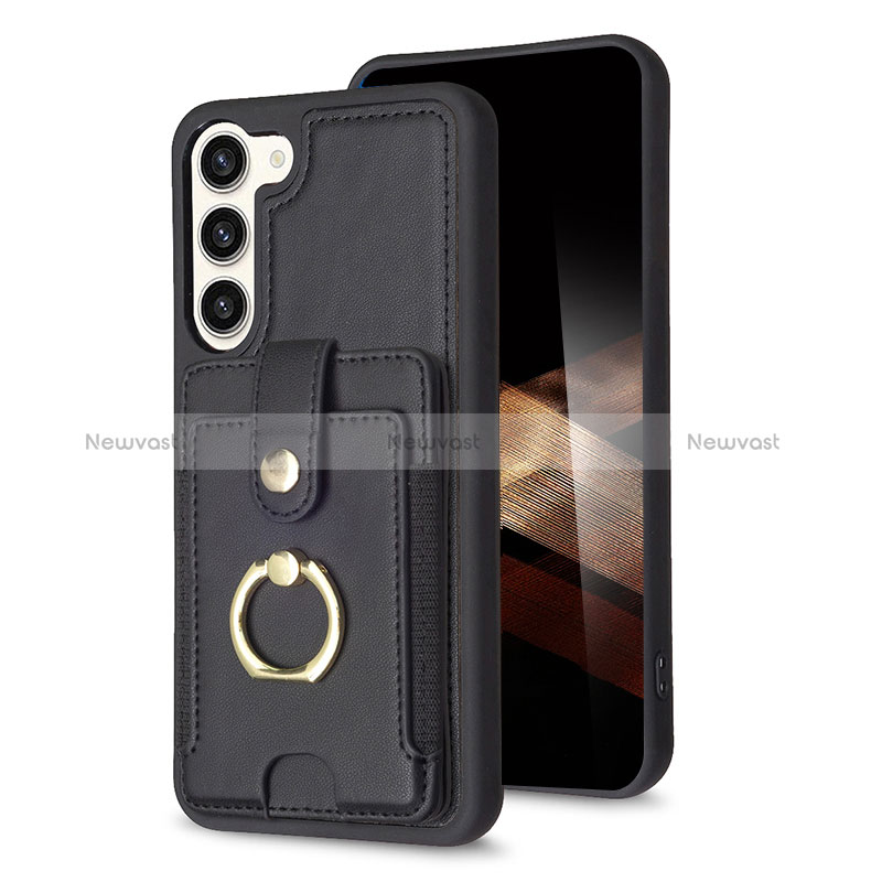 Soft Silicone Gel Leather Snap On Case Cover BF2 for Samsung Galaxy S24 Plus 5G Black