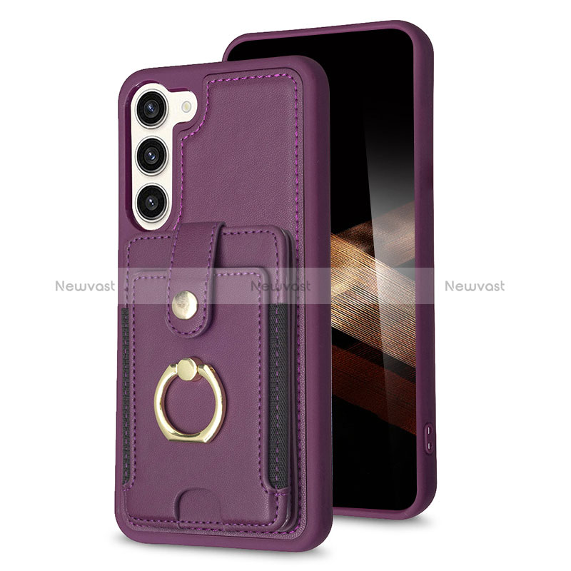 Soft Silicone Gel Leather Snap On Case Cover BF2 for Samsung Galaxy S24 Plus 5G Purple