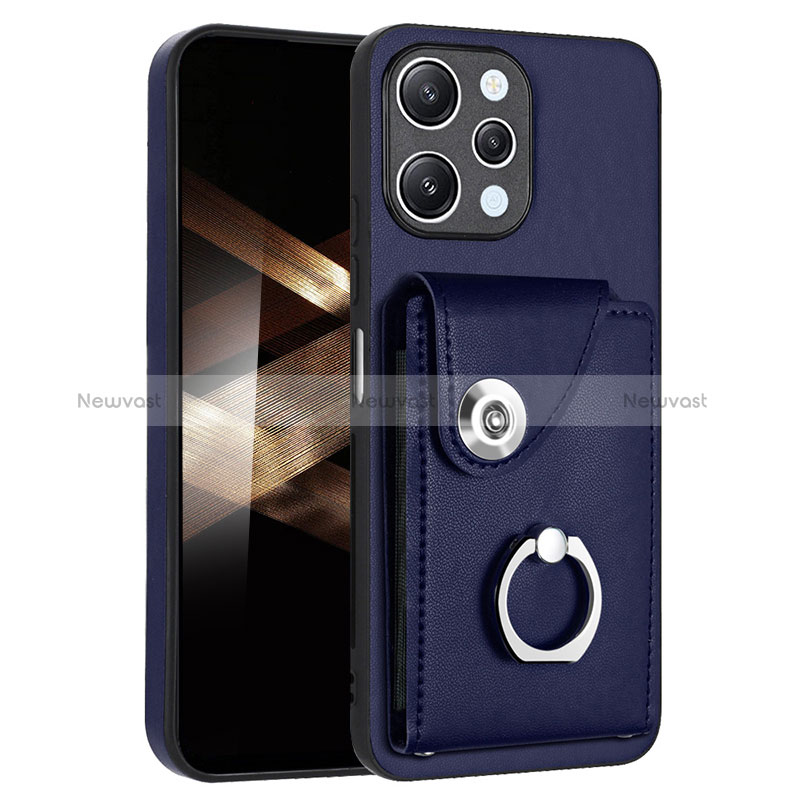 Soft Silicone Gel Leather Snap On Case Cover BF2 for Xiaomi Poco M6 Pro 5G Blue