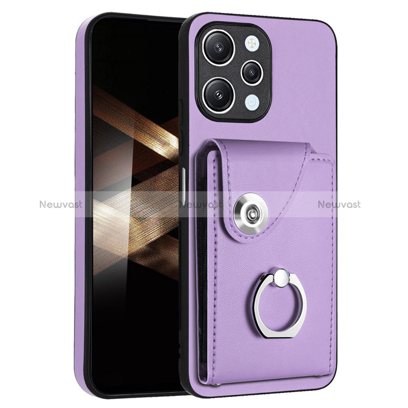 Soft Silicone Gel Leather Snap On Case Cover BF2 for Xiaomi Poco M6 Pro 5G Purple