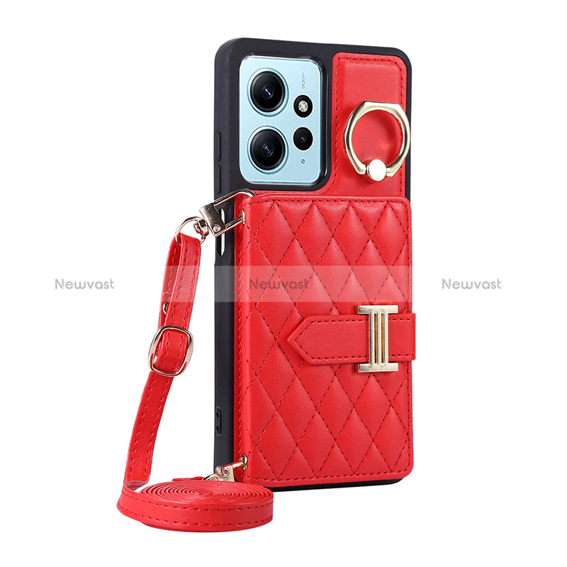 Soft Silicone Gel Leather Snap On Case Cover BF2 for Xiaomi Redmi Note 12 4G Red