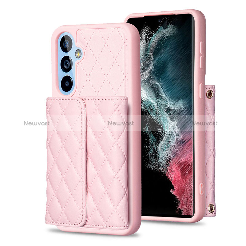 Soft Silicone Gel Leather Snap On Case Cover BF3 for Samsung Galaxy A54 5G Rose Gold