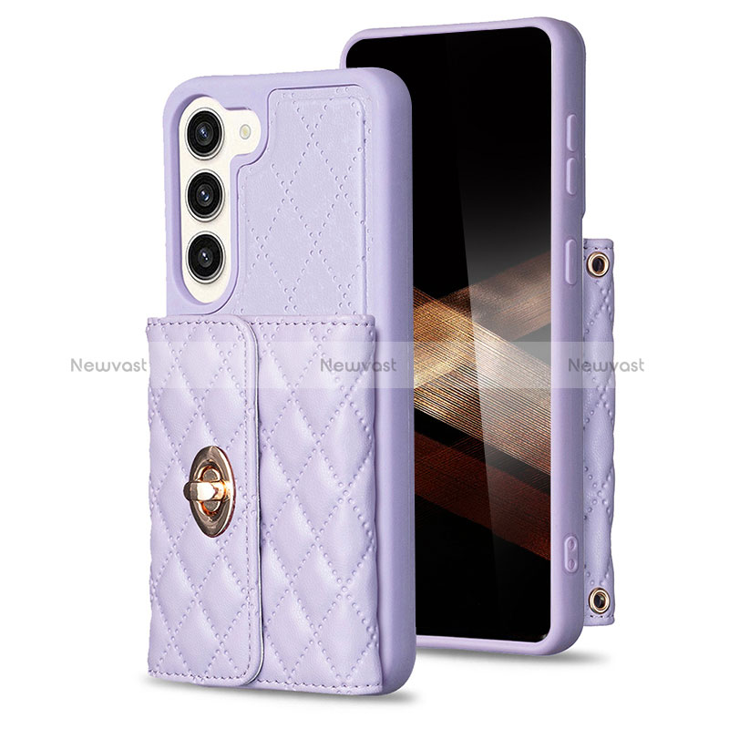 Soft Silicone Gel Leather Snap On Case Cover BF3 for Samsung Galaxy S24 5G Clove Purple