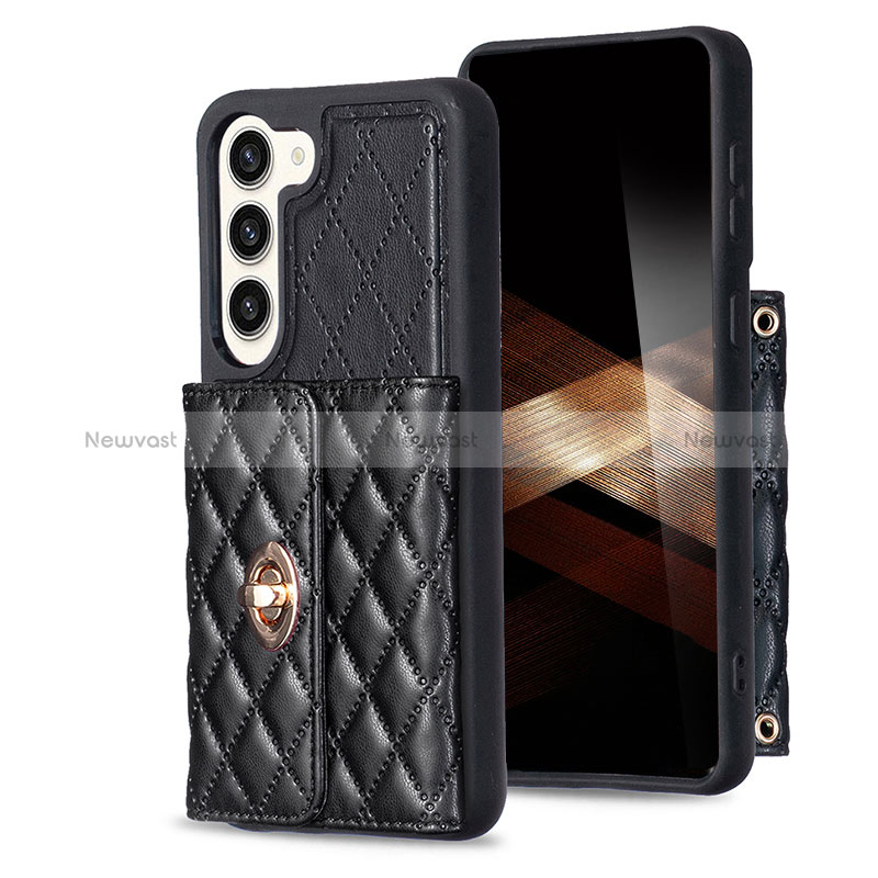 Soft Silicone Gel Leather Snap On Case Cover BF3 for Samsung Galaxy S25 Plus 5G Black