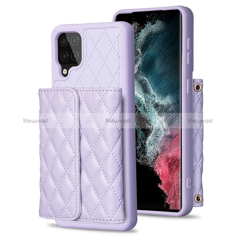 Soft Silicone Gel Leather Snap On Case Cover BF5 for Samsung Galaxy A12 Nacho Clove Purple