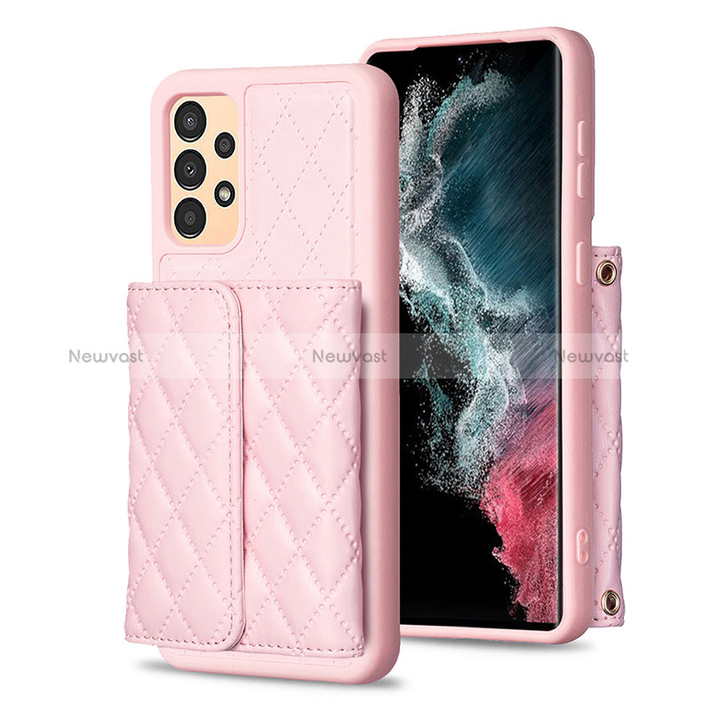 Soft Silicone Gel Leather Snap On Case Cover BF5 for Samsung Galaxy A13 4G Rose Gold