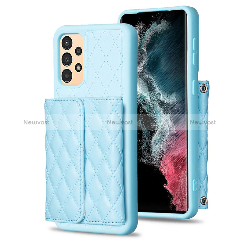Soft Silicone Gel Leather Snap On Case Cover BF5 for Samsung Galaxy A13 4G Sky Blue
