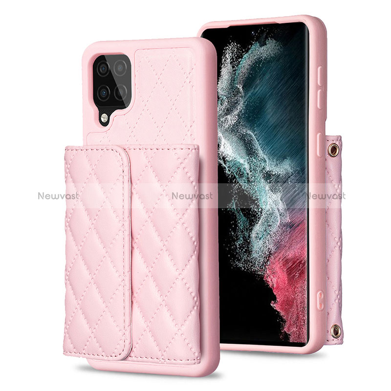 Soft Silicone Gel Leather Snap On Case Cover BF5 for Samsung Galaxy M12 Rose Gold