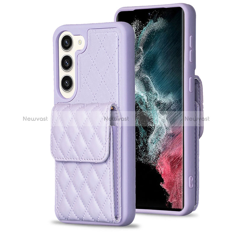 Soft Silicone Gel Leather Snap On Case Cover BF5 for Samsung Galaxy S22 Plus 5G Clove Purple