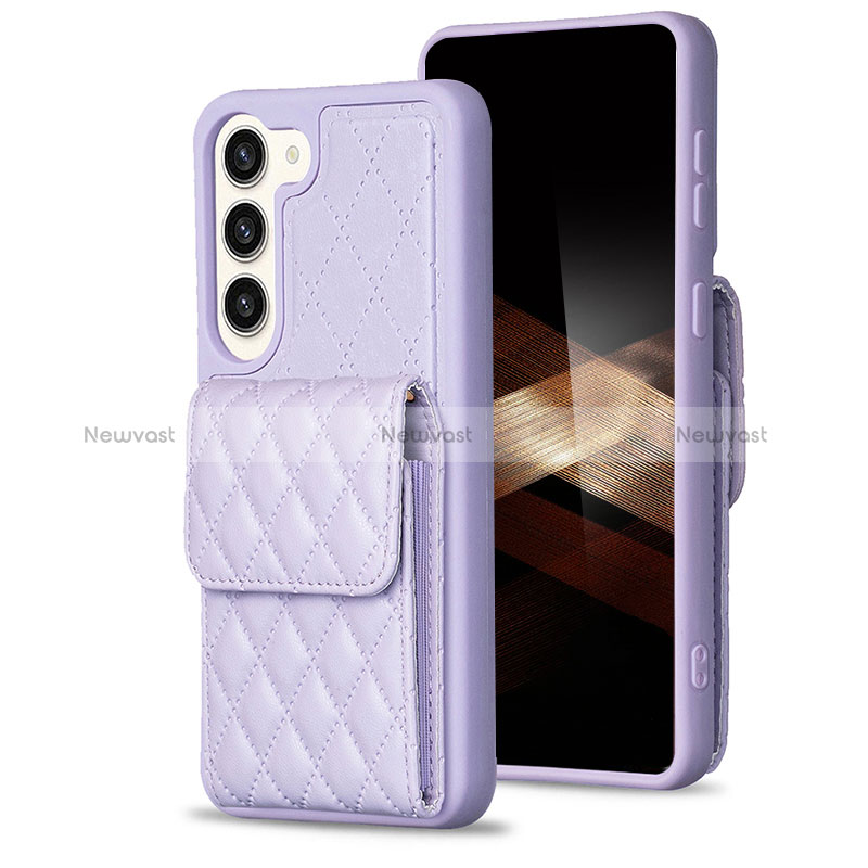 Soft Silicone Gel Leather Snap On Case Cover BF5 for Samsung Galaxy S24 5G Clove Purple