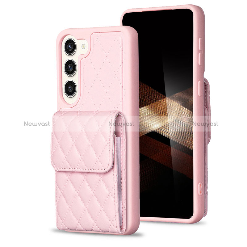 Soft Silicone Gel Leather Snap On Case Cover BF5 for Samsung Galaxy S24 5G Rose Gold