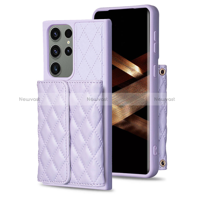 Soft Silicone Gel Leather Snap On Case Cover BF5 for Samsung Galaxy S24 Ultra 5G Clove Purple