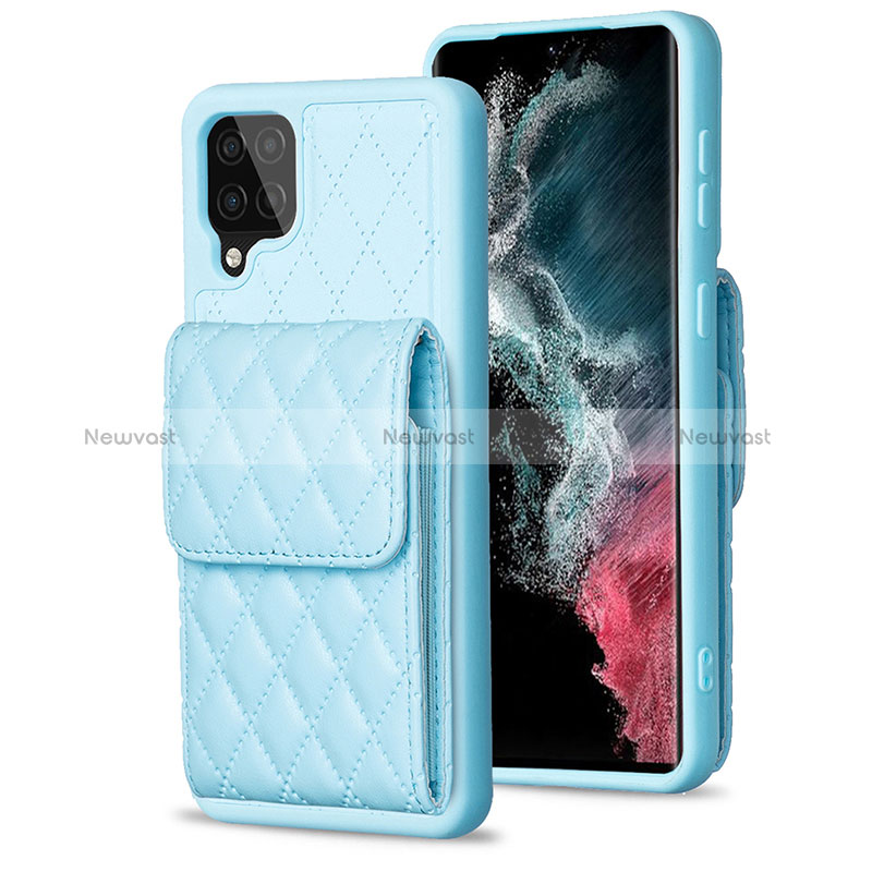 Soft Silicone Gel Leather Snap On Case Cover BF6 for Samsung Galaxy A12 5G Sky Blue