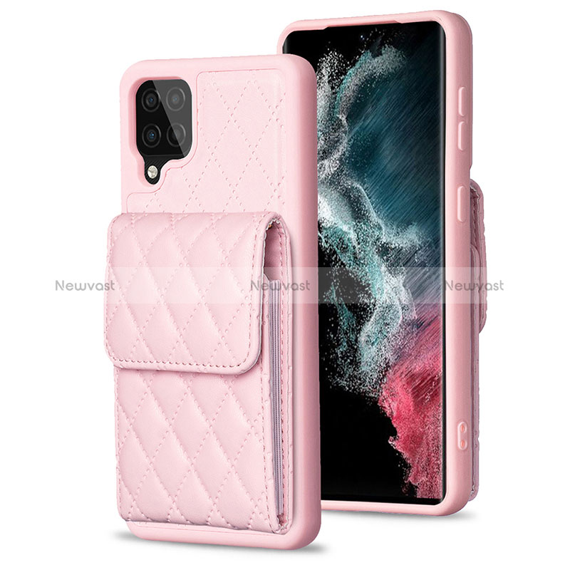 Soft Silicone Gel Leather Snap On Case Cover BF6 for Samsung Galaxy A12 Rose Gold