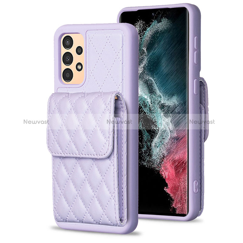 Soft Silicone Gel Leather Snap On Case Cover BF6 for Samsung Galaxy A13 4G Clove Purple