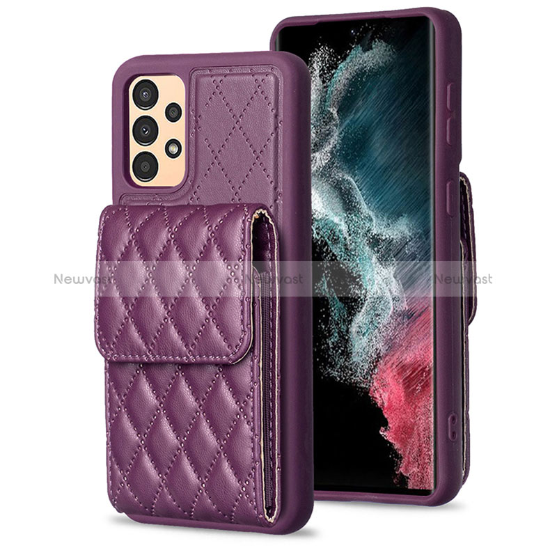 Soft Silicone Gel Leather Snap On Case Cover BF6 for Samsung Galaxy A13 4G Purple
