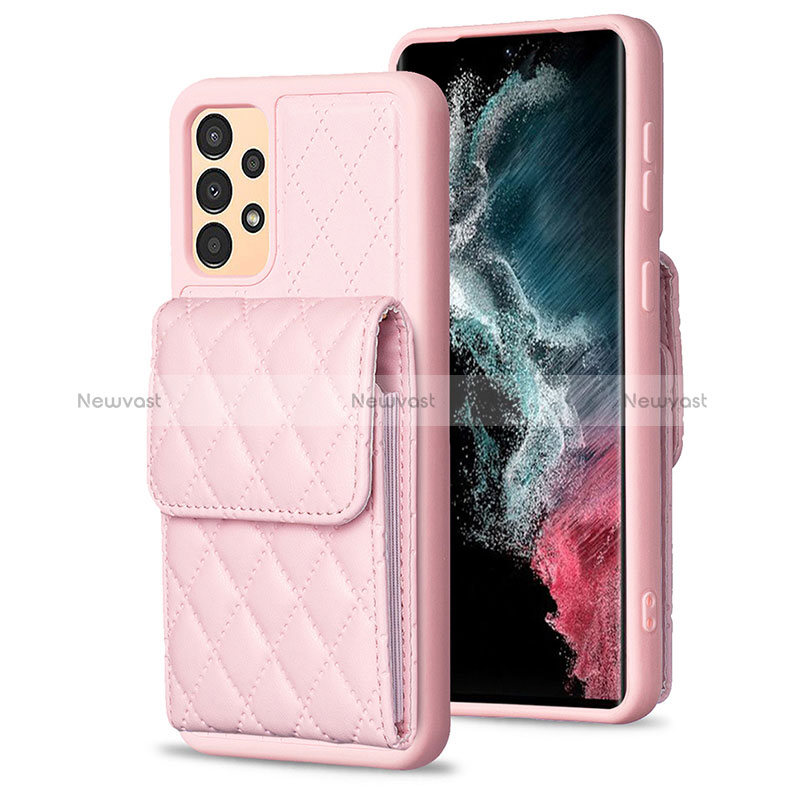 Soft Silicone Gel Leather Snap On Case Cover BF6 for Samsung Galaxy A13 4G Rose Gold