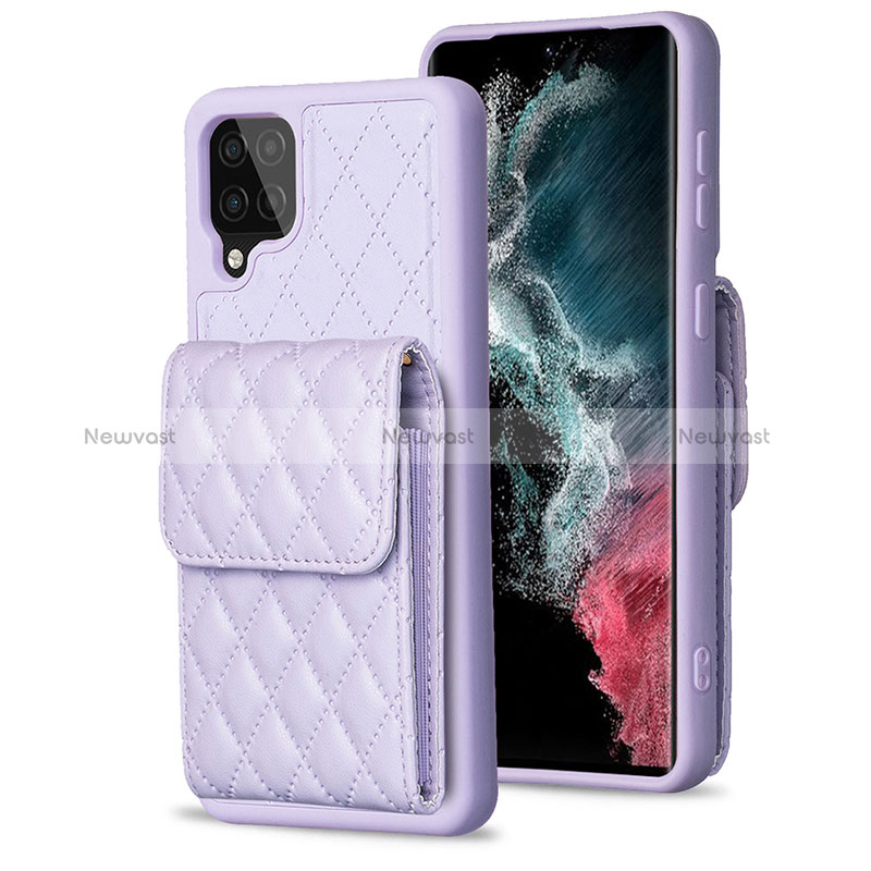 Soft Silicone Gel Leather Snap On Case Cover BF6 for Samsung Galaxy F12 Clove Purple