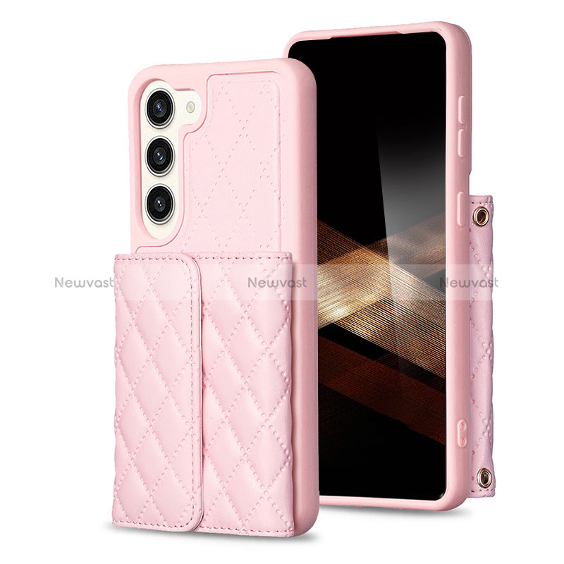 Soft Silicone Gel Leather Snap On Case Cover BF6 for Samsung Galaxy S24 5G Rose Gold