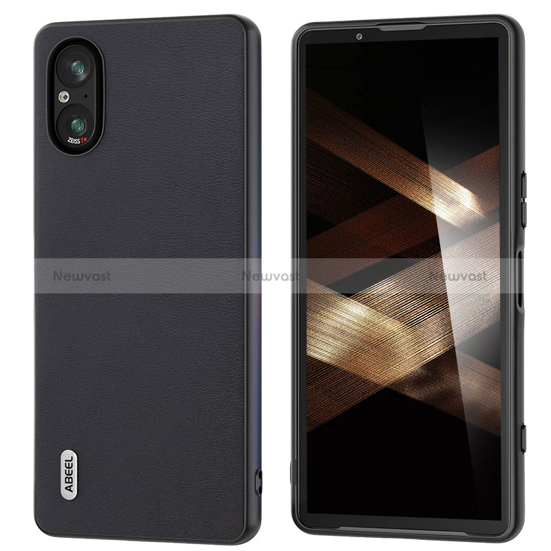 Soft Silicone Gel Leather Snap On Case Cover BH4 for Sony Xperia 5 V Black