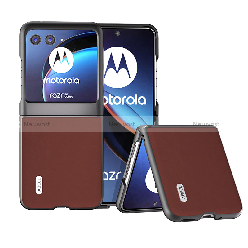 Soft Silicone Gel Leather Snap On Case Cover BH5 for Motorola Moto Razr 40 Ultra 5G Brown