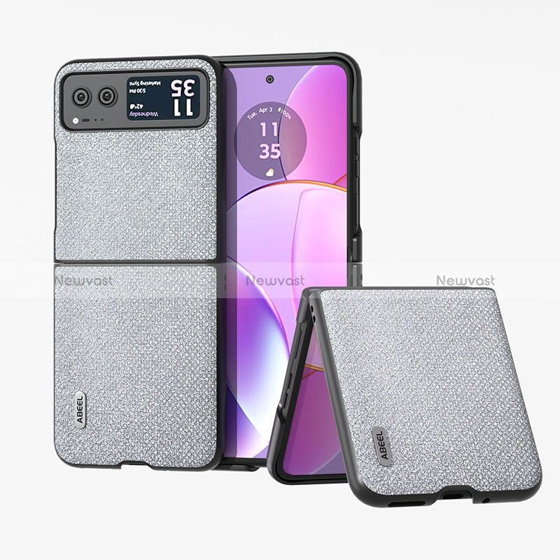 Soft Silicone Gel Leather Snap On Case Cover BH6 for Motorola Moto Razr 40 5G Gray